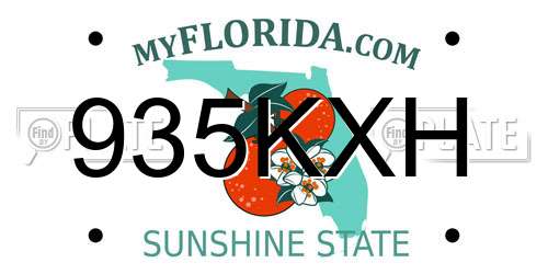 935KXH Florida License Plate