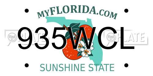 935WCL Florida License Plate