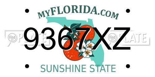 9367XZ Florida License Plate