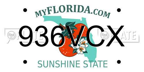 936VCX Florida License Plate
