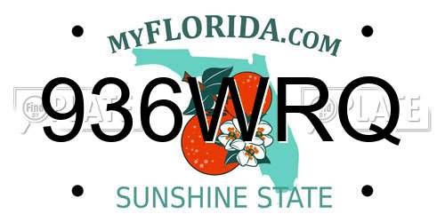 936WRQ Florida License Plate