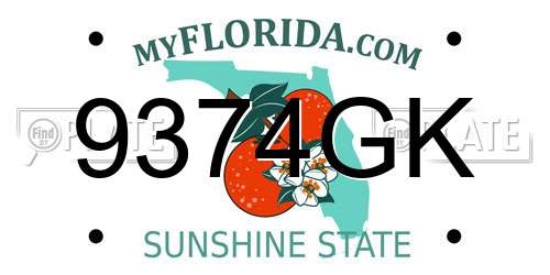 9374GK Florida License Plate