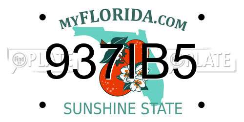 937IB5 Florida License Plate
