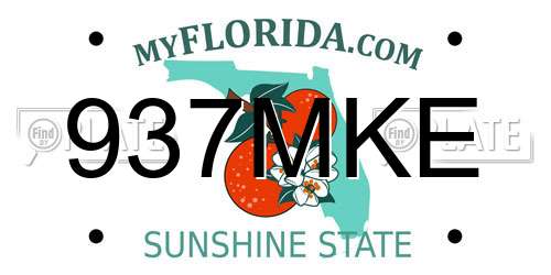 937MKE Florida License Plate