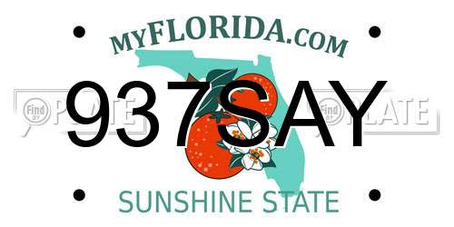 937SAY Florida License Plate