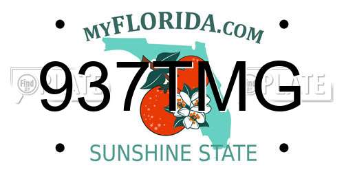 937TMG Florida License Plate