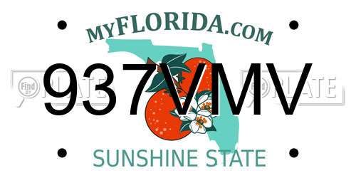 937VMV Florida License Plate