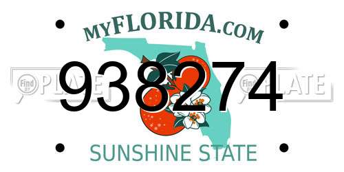 938274 Florida License Plate