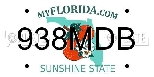 938MDB Florida License Plate