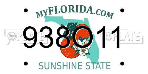 938O11 Florida License Plate