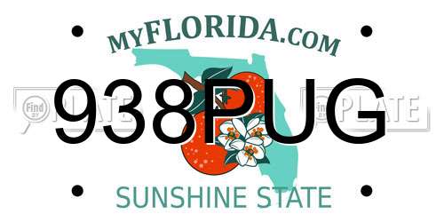 938PUG Florida License Plate