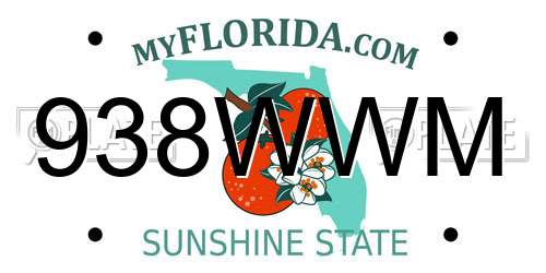 938WWM Florida License Plate