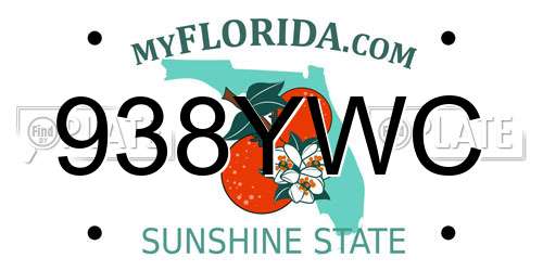 938YWC Florida License Plate