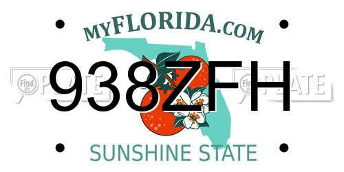 938ZFH Florida License Plate
