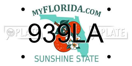 939LA Florida License Plate