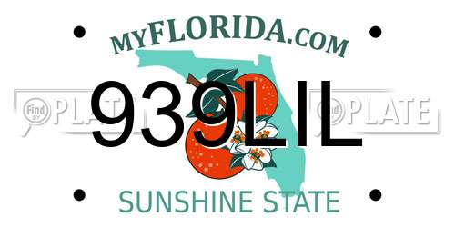 939LIL Florida License Plate