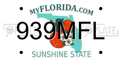 939MFL Florida License Plate