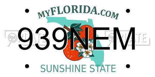 939NEM Florida License Plate