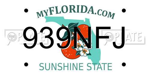939NFJ Florida License Plate