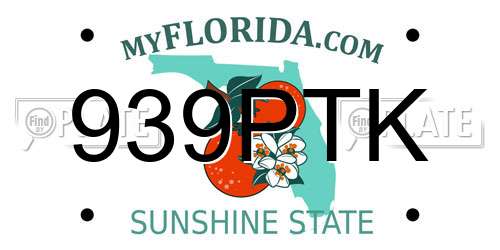 939PTK Florida License Plate