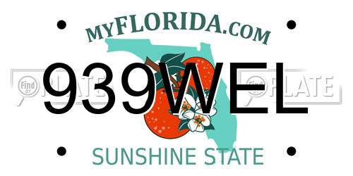 939WEL Florida License Plate