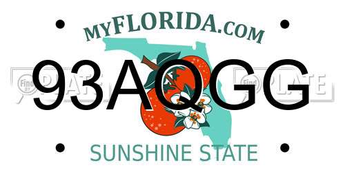 93AQGG Florida License Plate