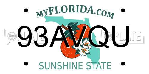 93AVQU Florida License Plate