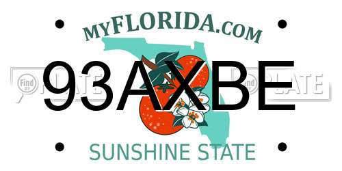 93AXBE Florida License Plate