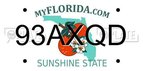 93AXQD Florida License Plate