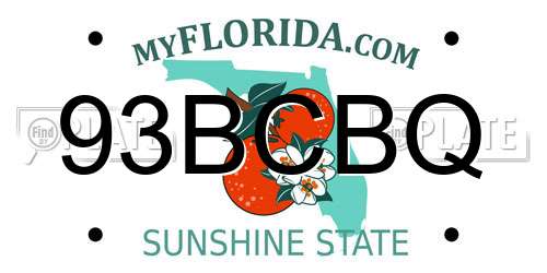 93BCBQ Florida License Plate