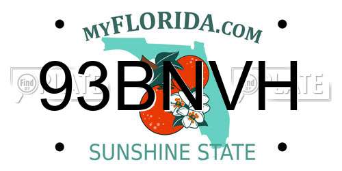 93BNVH Florida License Plate