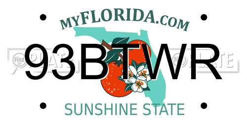 93BTWR Florida License Plate