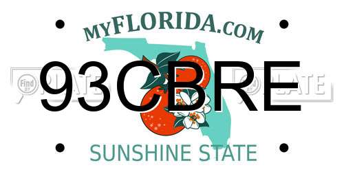 93CBRE Florida License Plate