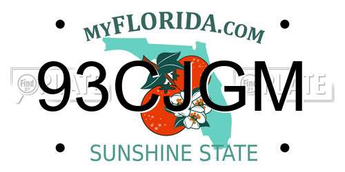 93CJGM Florida License Plate