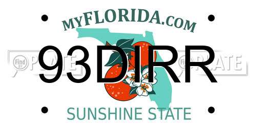 93DIRR Florida License Plate