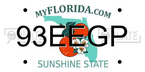 93EEGP Florida License Plate