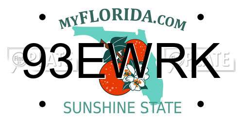 93EWRK Florida License Plate