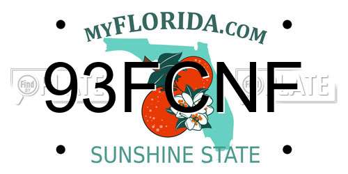 93FCNF Florida License Plate