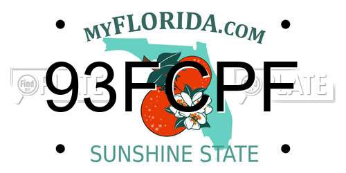 93FCPF Florida License Plate