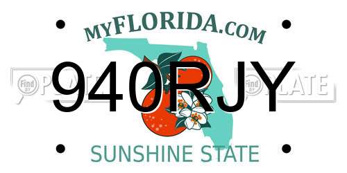 940RJY Florida License Plate