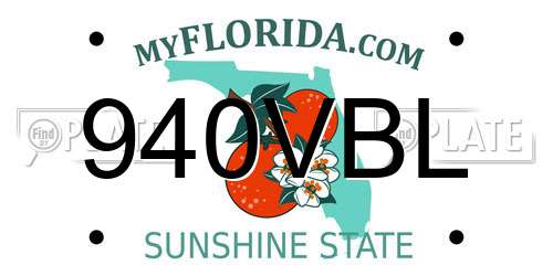 940VBL Florida License Plate