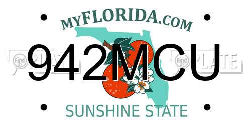 942MCU Florida License Plate