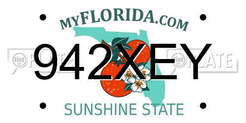 942XEY Florida License Plate