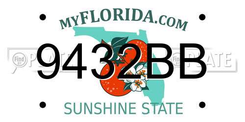 9432BB Florida License Plate