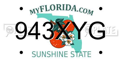 943XYG Florida License Plate