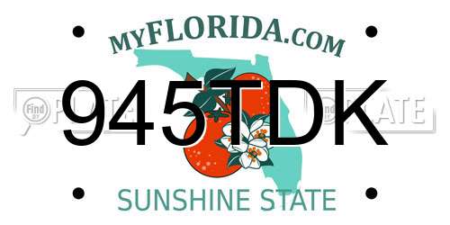 945TDK Florida License Plate