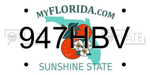 947HBV Florida License Plate