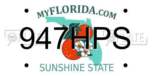 947HPS Florida License Plate
