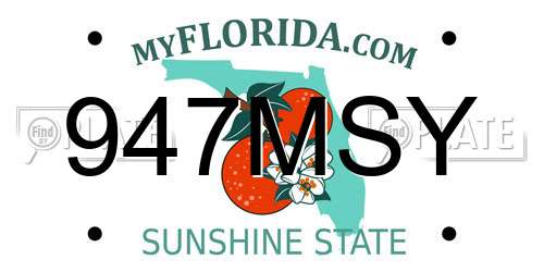 947MSY Florida License Plate