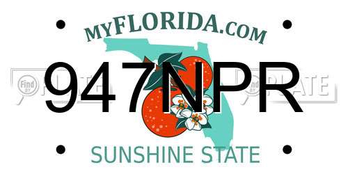 947NPR Florida License Plate